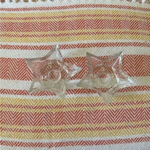 Clear Glass Star Candle Holders - Set of 2